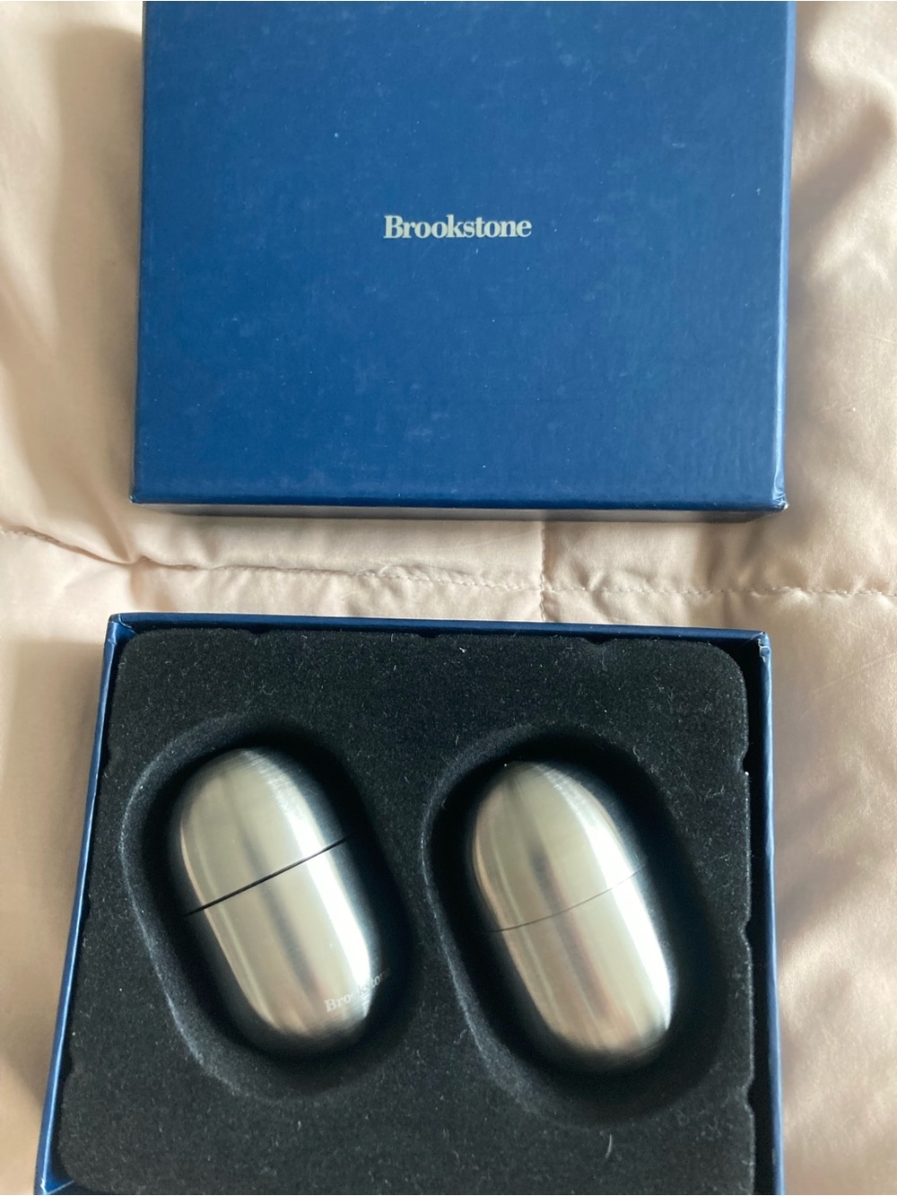 Brookstone Silver Egg-Shaped Stainless Steel Salt & Pepper Shakers